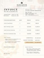 Elegant Cream Clean Minimalistic Invoice for Interior Design Template