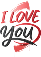 Romantic I love you in stylish script, . png