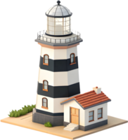 Glowing Beacon Lighthouse Icon with Coastal Navigation Symbol. . png