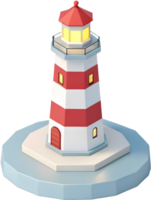 Glowing Beacon on Cartoon Lighthouse Icon with Coastal. . png