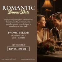 Brown Valentine Dinner Invitation Instagram Post template
