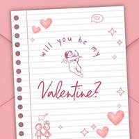Be My Valentine Doodle Instagram Post template
