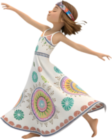 Cute girl showing a bubbly retro groovy animated look. . png