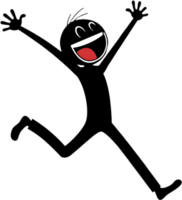 Whimsical stick figure design with playful action and humorous gesture. . png