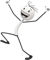Stick figure design showing humorous character in a playful action pose. . png