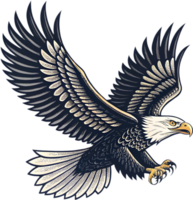 Highly Detailed Bald Eagle Tattoo with Realistic Feathered Wings. . png