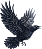 Haunting Crow Tattoo with Occult and Gothic Symbolism. . png