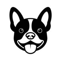 Happy French Bulldog Face Icon Silhouette, Simple and Joyful Dog Face Design vector