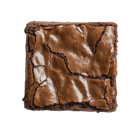 Delicious chocolate brownie viewed from above on a transparent background, delicious chocolate brownie top view on transparent background png