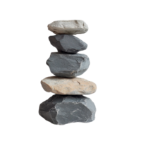 A balanced stack of smooth stones on a plain transparent background showcasing natures artistry and tranquility, Stone stack on a transparent background png