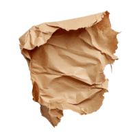 Torn brown tissue paper crumpled and scattered on a transparent background displaying texture and color variations, torn brown tissue paper on transparent backgroundfile png
