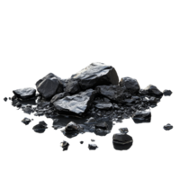 Black rocks arranged artistically on a transparent background for a minimalist presentation, black rocks on the ground, isolated on transparent background png