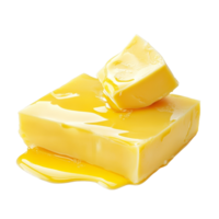 Butter melting on a surface creating a smooth, glossy pool of rich flavor perfect for cooking or baking needs, Butter melting isolated Stock Photo png