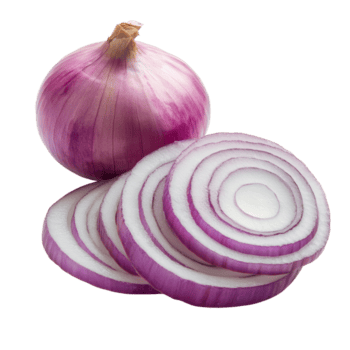 Freshly sliced red onion isolated on a clean transparent background for culinary presentation or recipe use, Onion sliced isolated on transparent background png