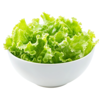 Fresh frillies iceberg lettuce in a clean transparent bowl ready for healthy salads or side dishes, Frillies iceberg lettuce in wood bowl isolated on transparent background png