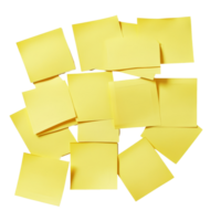A collection of yellow sticky notes scattered on a transparent background showcasing blank surfaces for writing, yellow sticky post it notes isolated on transparent background png