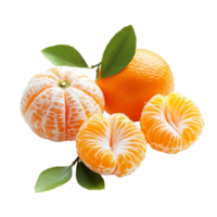 Fresh mandarin tangerine citrus fruit arranged beautifully on a transparent background, showcasing its vibrant texture, Mandarin, tangerine citrus fruit isolated on transparent background png