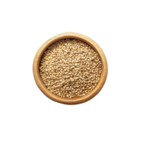 Nutrientrich quinoa grains displayed in a wooden bowl on a clean transparent background for healthy cooking inspiration, Quinoa on transparent background png
