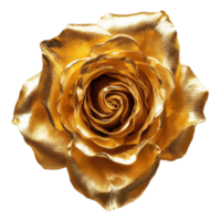 A stunning golden rose blossom resting on a pristine transparent background, showcasing its intricate petals and vibrant hue, Golden rose flower on a transparent background png