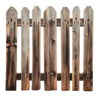 Wood fence section isolated on a transparent background showcasing its rustic charm and texture in natural light, Wood Fence Isolated on transparent background png
