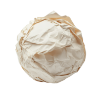 Crumpled recycled paper ball resting on a clean transparent background in a minimalist setting, paper ball Crumpled piece of recycled paper on transparent backgroundfile png