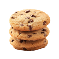 Deliciously baked chocolate chip cookies stacked on a transparent background ready to be enjoyed at any time, Cookies isolated on transparent background png