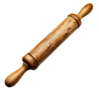 A wooden rolling pin isolated on a transparent background perfect for baking and pastry preparation at home, Wooden rolling pin isolated png