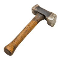 An old hammer with a wooden handle resting on a transparent background for tool enthusiasts and collectors, Old hammer isolated on transparent backgroundfile png