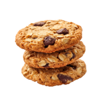 Deliciously chewy oatmeal cookies stacked on a transparent background ready for enjoyment at any time, Oatmeal cookies on transparent background png