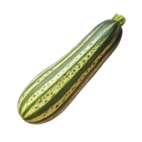 Striped cucumber with green and yellow skin placed on a clean transparent background, showcasing its unique texture and shape, striped cucumber on transparent background png