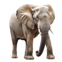 A majestic elephant stands tall against a bright transparent background showcasing its unique features and powerful presence, Elephant isolated transparent background png