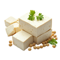 Fresh tofu and soybeans arranged aesthetically on a transparent background highlighting their natural appeal, tofu and soy isolated on transparent background png