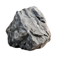 A textured rock sits prominently against a stark transparent background, showcasing its natural formations and colors, Rock shape on transparent background png