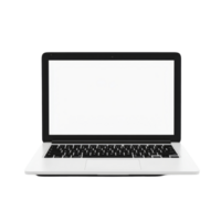 A modern laptop with a blank screen isolated on a transparent background for minimalist and creative design projects, Laptop with blank screen isolated on transparent background png