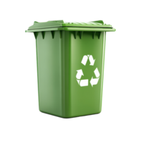 Green garbage container with recycling symbol designed for ecofriendly waste disposal and environmental sustainability, Green Garbage Container with Recycling Symbol, transparent background Generative png