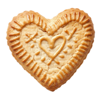 Delicious heartshaped cookie biscuit with decorative pattern on isolated transparent background, heart shape cookie biscuit isolated transparent background cutout png