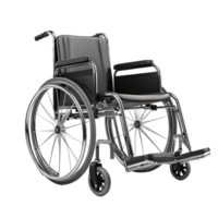 A modern wheelchair with chrome accents isolated against a simple transparent background for clear visibility and emphasis, Wheelchair isolated on transparent background png
