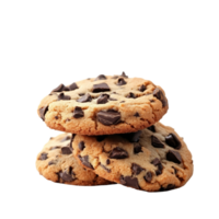 Soft and chewy chocolate chip cookies stacked on a clean transparent background ready to be enjoyed any time of the day, cookies with chocolate on transparent background png