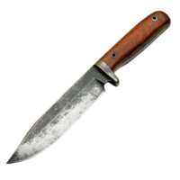 Cutter knife with wooden handle resting on a transparent background, showcasing its sharp blade and practical design, cutter knife on transparent backgroundfile png