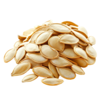 Pumpkin seeds piled together on a bright transparent background showcasing their natural color and shape, Pumpkin seeds isolated on transparent background png