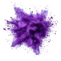 Violet powder explosion creating a vibrant burst of color against a transparent background, violet color powder explosion isolated on transparent background png