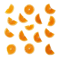 Vibrant orange slices arranged on a transparent background for a fresh and colorful display, oranges slices isolated transparent background png