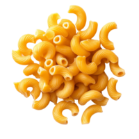 Closeup of uncooked macaroni noodles on a transparent background, highlighting their unique shapes and textures, macro macaroni isolated on transparent background png