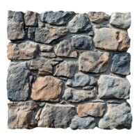 Rock wall surface construction showcasing diverse stone textures and colors in an architectural setting, Rock wall Surface, Construction and Architectural Element, Isolated on transparent background png