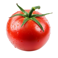 Fresh red tomato with water droplets on transparent background showcasing natural color and texture, Tomato isolated full depth of field on transparent background png
