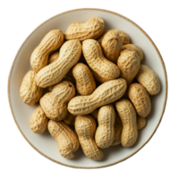 Freshly harvested peanuts arranged neatly on a transparent plate against a clean background for a delightful snack, peanuts in plate on transparent background png