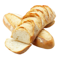 Sliced baguette bread displayed on a clean transparent background for culinary presentation and fresh food recipes, sliced baguette bread isolated on transparent background png