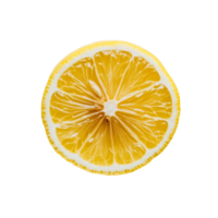 Freshly sliced lemon displaying vibrant yellow color on a bright transparent background in a minimalistic setting, sliced lemon on transparent background png