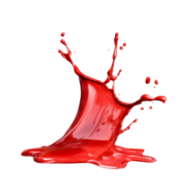 A vibrant red color splash isolated on a transparent background creates a striking visual impact, red color splash isolated on transparent background png