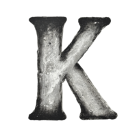 The letter K illustrated on a transparent background showcasing its texture and form for educational and artistic purposes, consonant letter k is used to make words on transparent backgroundfile png